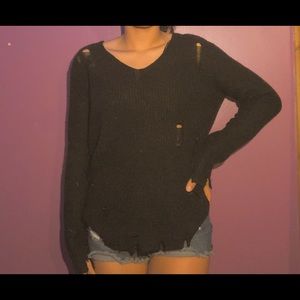 Black distressed sweater